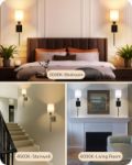 Picture of Modern LED Wall Lamp – Battery Operated, Rechargeable, Dimmable with  USB Charging Bulbs with Remote & Modern Linen Lampshade Wall Light for Bedroom Hallway