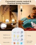 Picture of Modern LED Wall Lamp – Battery Operated, Rechargeable, Dimmable with  USB Charging Bulbs with Remote & Modern Linen Lampshade Wall Light for Bedroom Hallway