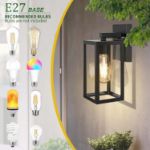 Picture of Outdoor Wall Lights Mains Powered, Black Wall Sconce, IP54 Waterproof, Garden Lights for Front Door, Patio, Terrace, Hallway, Garage, Porch