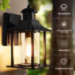 Picture of Outdoor Wall Light,Motion Sensor Light Outdoor with Bulb,Waterproof Aluminum Security Light Sensor Wall Lantern Black Anti-Rust Outside Wall Sconce for Garden Doorway 