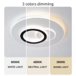 Picture of 48W Modern Round Ceiling Light, Brightness Dimmable & 3 Color Temperature Available Bathroom Lighting, 47cm Dia Ceiling Flush Mount Light for Living Room