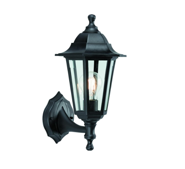 Picture of Traditional Style Black Outdoor Garden Security Porch Weatherproof Wall Light Lantern IP44 Rated Reversible 