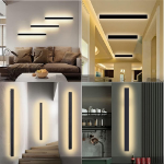 Picture of Outdoor Wall Lights LED Black Long Wall Sconce Ip65 Waterproof Outside Lights,  Rectangular Wall Lighting 