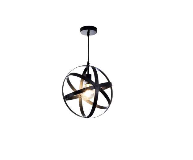 Picture of Black Industrial Ceiling Light - Round Pendant Lighting with Adjustable Height, Retro Chandeliers Ceiling Light Fitting 