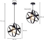 Picture of Black Industrial Ceiling Light - Round Pendant Lighting with Adjustable Height, Retro Chandeliers Ceiling Light Fitting 