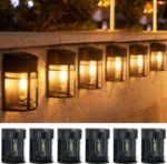 Picture of Solar Fence Lights Outdoor – Waterproof Retro LED Wall Lights for Garden, Patio, Decking & Yard | Warm White Solar Powered Wall Lamps