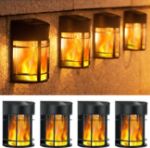 Picture of Solar Fence Lights Outdoor – Waterproof Retro LED Wall Lights for Garden, Patio, Decking & Yard | Warm White Solar Powered Wall Lamps