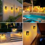 Picture of Solar Fence Lights Outdoor – Waterproof Retro LED Wall Lights for Garden, Patio, Decking & Yard | Warm White Solar Powered Wall Lamps