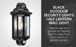 Picture of Black Outdoor Security Light - PIR Motion Sensor Wall Lantern, IP44 Waterproof, Mains Powered for Garden, Porch & Pathway