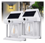 Picture of Solar Fence Lights- Waterproof LED Wall Lights with PIR Motion Sensor, Dusk to Dawn Auto On/Off for Garden, Patio & Yard (2 Pack) 