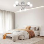 Picture of  Silver Ceiling Chandelier, 6-Light Modern Ceiling Lamp, E27 Hallway Light Fixture for Bedroom, Living Room & Kitchen, Contemporary Home Lighting