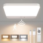 Picture of  LED Ceiling Light Motion Sensor, Cordless Bathroom Ceiling Light Battery Operated, Rechargeable Magnetic Mount Shower Light for Bath,Porch,Stairs,Garage