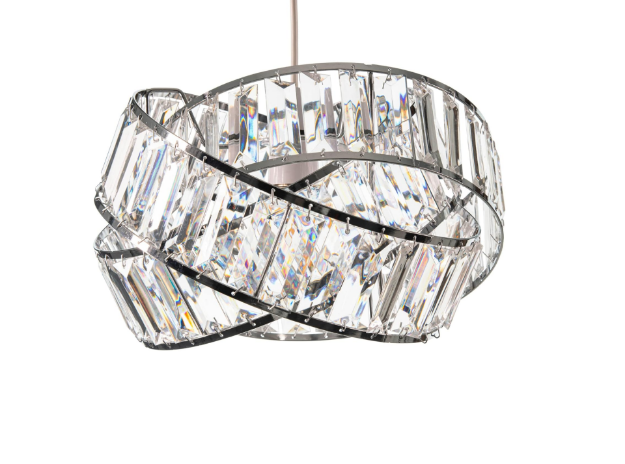 Picture of Modern Chrome Light Shade with Clear Acrylic Crystals – Elegant Lampshade for Ceiling Lights, Bedroom, Living Room, and Kitchen