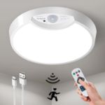 Picture of Rechargeable Motion Sensor Ceiling Light – 7.5" 400LM Battery Operated LED Light with Remote