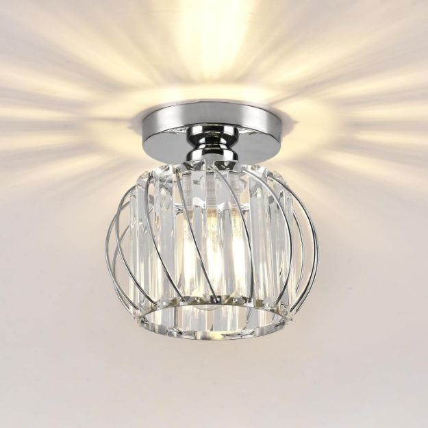 Picture of Luxury Crystal Chandelier Ceiling Light – Small Semi Flush Mount Light Fixture for Kitchen & Hallway