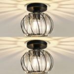 Picture of Luxury Crystal Chandelier Ceiling Light – Small Semi Flush Mount Light Fixture for Kitchen & Hallway