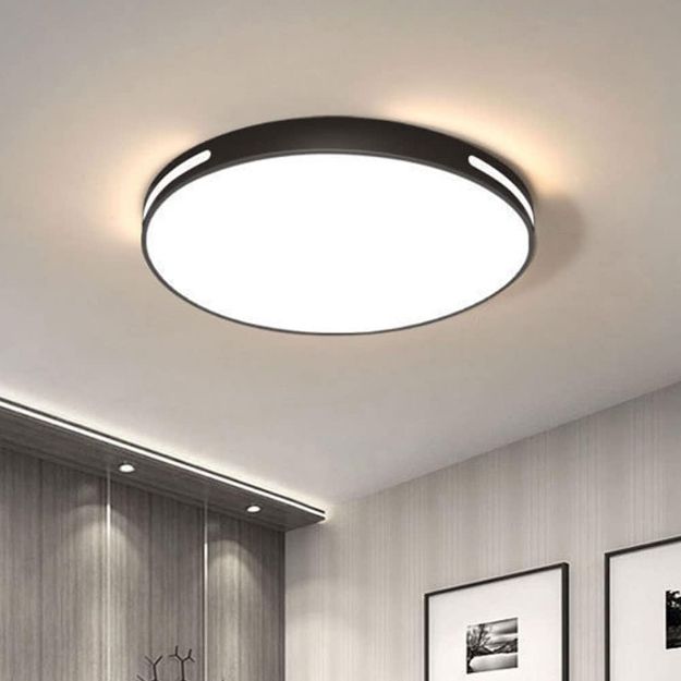 Picture of 27W LED Ceiling Light Dimmable, Black Ceiling Lamp with Switch Control, 40CM 3000K-6500K, Acrylic Modern Ceiling Light for Bedroom Living Room