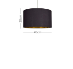 Picture of Modern Black & Gold Pendant Light Shade – Large Drum Lampshade for Ceiling & Table Lamps – Contemporary Home Décor Lighting for Bedrooms, Living Rooms & More