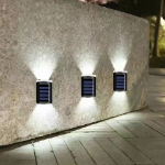 Picture of 4x Super Bright Solar Powered LED Outdoor Garden Wall Lights, Waterproof Fence & Door Lamps for Gardens