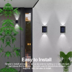 Picture of 4x Super Bright Solar Powered LED Outdoor Garden Wall Lights, Waterproof Fence & Door Lamps for Gardens