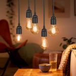 Picture of Pendant Light Fitting with E27 Lamp Holder & Switch – Textile Cable, UK Plug – Easy Install Hanging Light Socket for DIY Ceiling, Wall & Floor Lamps