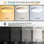 Picture of RGB LED Ceiling Light Dimmable with Remote – 24W Flush Mount, 3000K-6500K Adjustable Brightness, 2400LM, Color Changing for Living Room, Bedroom, Kitchen & Bathroom