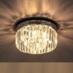 Picture of Modern Crystal Chandeliers Ceiling Light - 3-Light Black Semi Flush Mount Fixture for Living Room, Hallway, Bedroom & Kitchen