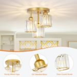 Picture of Modern Crystal Chandeliers Ceiling Light - 3-Light Black Semi Flush Mount Fixture for Living Room, Hallway, Bedroom & Kitchen