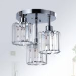 Picture of Modern Crystal Chandeliers Ceiling Light - 3-Light Black Semi Flush Mount Fixture for Living Room, Hallway, Bedroom & Kitchen