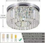 Picture of Modern Crystal Chandeliers Ceiling Light - 3-Light Black Semi Flush Mount Fixture for Living Room, Hallway, Bedroom & Kitchen