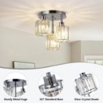 Picture of Modern Crystal Chandeliers Ceiling Light - 3-Light Black Semi Flush Mount Fixture for Living Room, Hallway, Bedroom & Kitchen