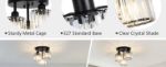 Picture of Modern Crystal Chandeliers Ceiling Light - 3-Light Black Semi Flush Mount Fixture for Living Room, Hallway, Bedroom & Kitchen