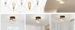 Picture of Modern Crystal Chandeliers Ceiling Light - 3-Light Black Semi Flush Mount Fixture for Living Room, Hallway, Bedroom & Kitchen