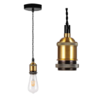 Picture of Retro Industrial Pendant Light Kit - Adjustable Brown Twisted Cord with E27 Lamp Holder