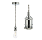 Picture of Retro Industrial Pendant Light Kit - Adjustable Brown Twisted Cord with E27 Lamp Holder