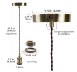 Picture of Retro Industrial Pendant Light Kit - Adjustable Brown Twisted Cord with E27 Lamp Holder