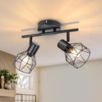 Picture of Industrial 3-Way Ceiling Spotlights – Adjustable Wire Cage Light Fittings for Kitchen, Bedroom, Living Room – E14 Base (Black)