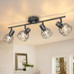 Picture of Industrial 3-Way Ceiling Spotlights – Adjustable Wire Cage Light Fittings for Kitchen, Bedroom, Living Room – E14 Base (Black)