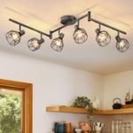 Picture of Industrial 3-Way Ceiling Spotlights – Adjustable Wire Cage Light Fittings for Kitchen, Bedroom, Living Room – E14 Base (Black)