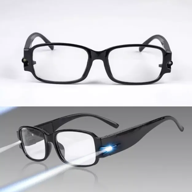 Picture of Unisex LED Reading Glasses, Rimmed Eyeglasses with Built-in Light for Clear Vision