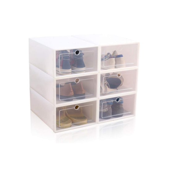 Picture of 12-Pack Stackable White Plastic Shoe Storage Drawers – Foldable, Durable, and Space-Saving Organizer