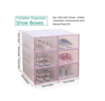 Picture of 12-Pack Stackable White Plastic Shoe Storage Drawers – Foldable, Durable, and Space-Saving Organizer