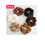 Picture of 6pcs Satin Scrunchies Hair Bands Silk Scrunchie Ties Ponytail Holder UK Pack Set