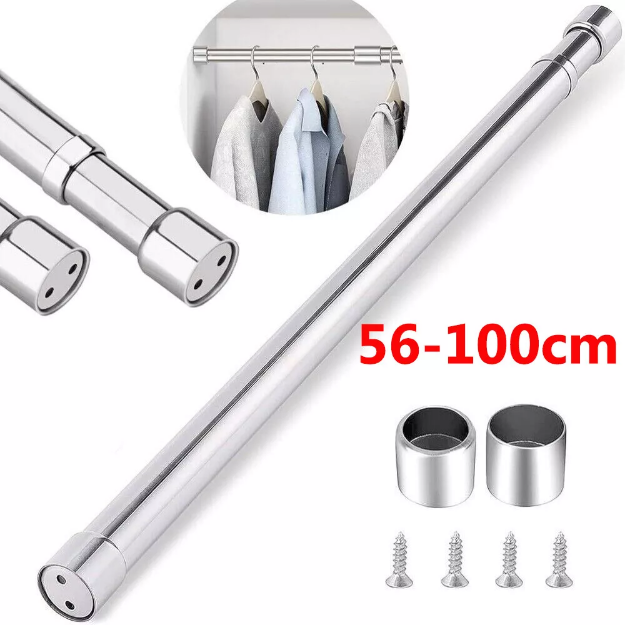 Picture of 56-100cm Adjustable Stainless Steel Wardrobe Rod – Extendable Closet Clothes Rail