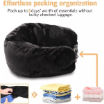 Picture of Stuffable Travel Velvet Neck Pillow Storage Bag Adjustable U-Shapes Pillow 