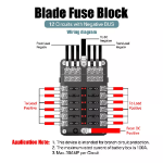 Picture of 12-Way Blade Fuse Box with Distribution Bar, 12V/32V Automotive & Marine Fuse Holder for Car, Boat, RV