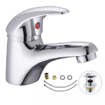 Picture of Modern Chrome Cloakroom Basin Mixer Tap – Mono Bathroom Sink Faucet with Fixings & Waste