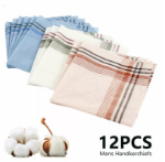 Picture of 12PCS Men’s Handkerchiefs – Classic Cotton Blend Gentlemen’s Hankies Gift Set