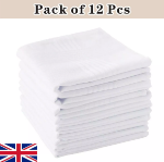 Picture of 12PCS Men’s Large White Cotton Handkerchiefs – Soft & Classic Square Hankies