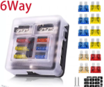 Picture of 6-Way Blade Fuse Box with Bus Bar, 12V/32V Auto Marine Fuse Holder for Car & Boat